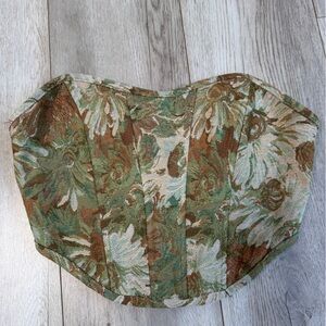Floral Green and Brown Crop Top